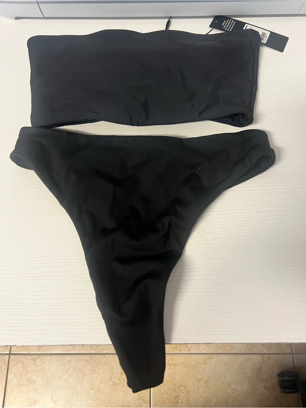 Fashion Nova Black Bandeau Bikini Set